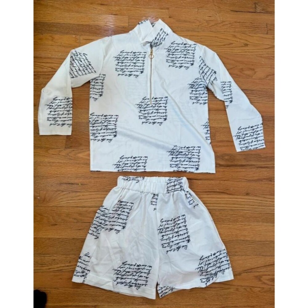 Two-piece calligraphy letter print outfit Size M
